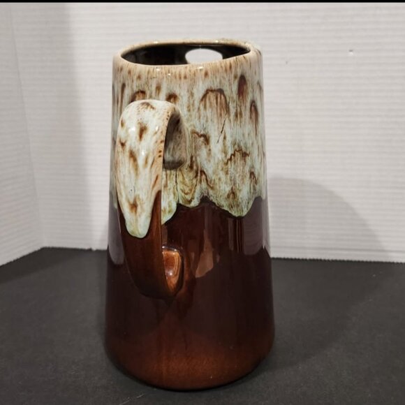 VTG Canonsburg Pottery 9.5” Brown Drip Glazed 2-Quart Water Pitcher w/Ice Lip - Picture 4 of 11